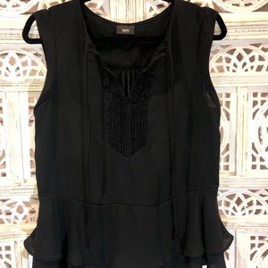 Black cut off sleeve blouse